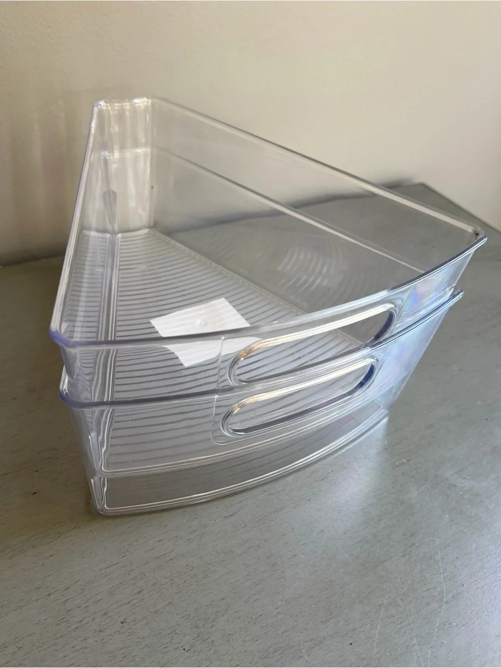 Lazy Susan Cabinet Organize Clear Corner Plastic Kitchen Storage Bins - Set of 2